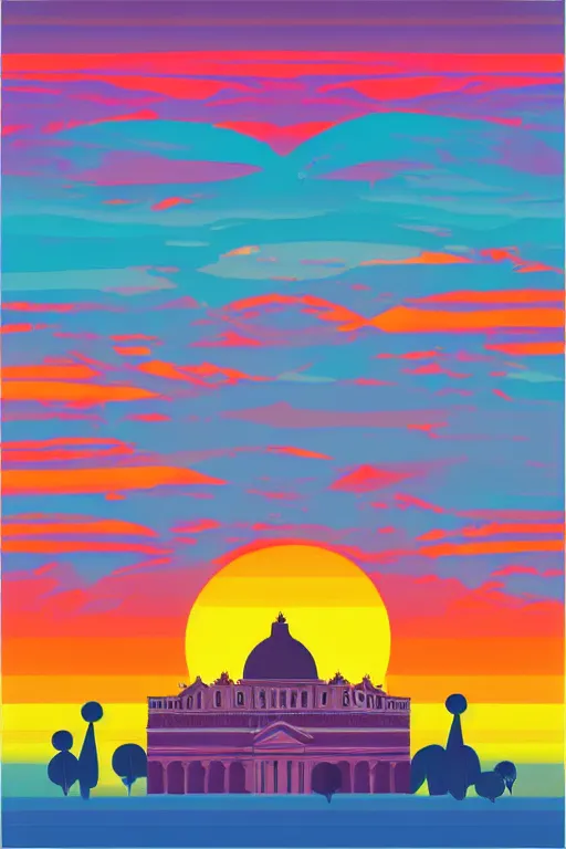 Image similar to minimalist boho style art of colorfulrome at sunrise, illustration, vector art