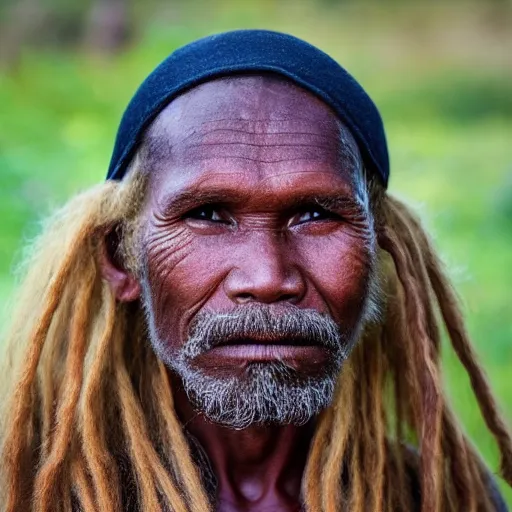 Image similar to photo, papua man with long beautiful blonde hair