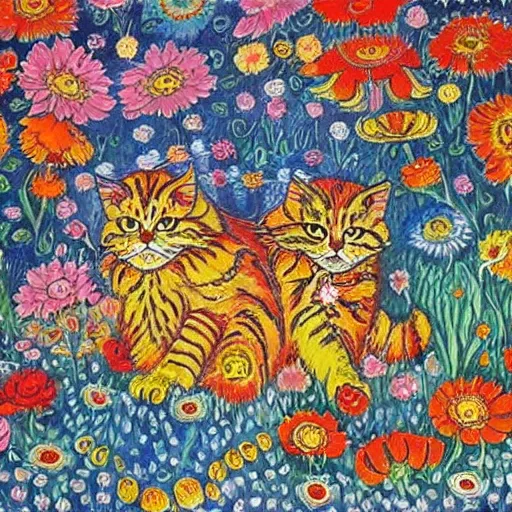 Image similar to a beautiful painting representative of the art style of louis wain