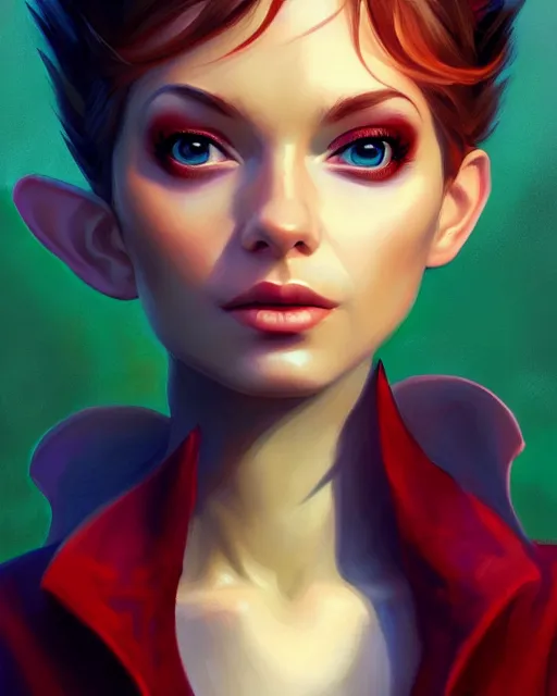 Image similar to portrait of a pixie with wings, digital painting, artstation, concept art, smooth, sharp focus, illustration, art by disney, symmetry face, fine details. art by alex ross, brittney lee