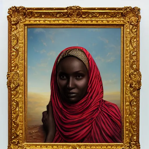 Image similar to portrait of a sudanese woman ( 3 5 ) from sudan, an oil painting by ross tran and thomas kincade