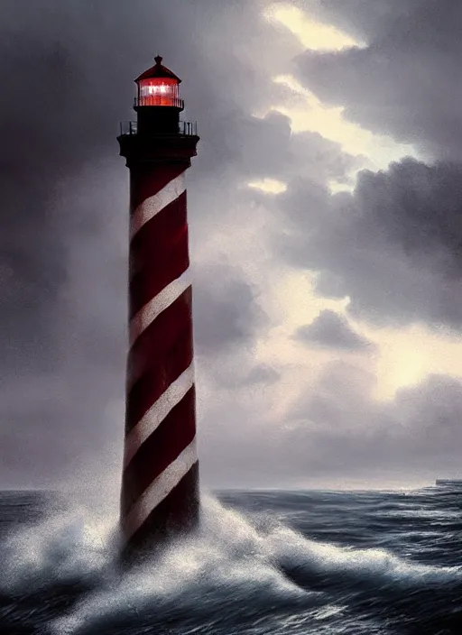 Prompt: portrait, light house on the ocean side in a thunderstorm, high waves, dramatic lighting, cinematic, establishing shot, extremly high detail, photo realistic, cinematic lighting, post processed, concept art, artstation, matte painting, style by eddie mendoza, raphael lacoste, alex ross