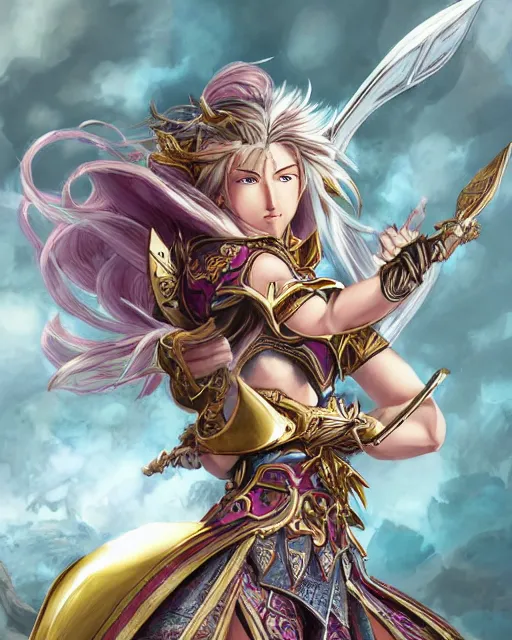 Image similar to A beautiful female warrior running, D&D, beautiful face, highly detailed face, fantasy art, female art, in the style of masami kurumada, illustration, epic, fantasy, intricate, hyper detailed, artstation, concept art, smooth, sharp focus, ray tracing