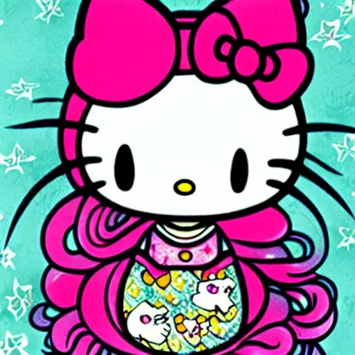 Image similar to Hello Kitty, artwork by Jasmine Becket-Griffith,