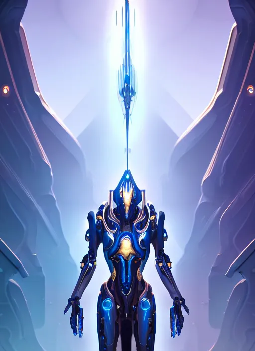 Prompt: benevolent cyborg necromancer, scifi, futurism, alien room background, white, blue, gold, protoss, warframe, highly detailed, trending on artstation, soft light, sharp edges, illustration, character design, art by vitaly bulgarov and nivanh chanthara