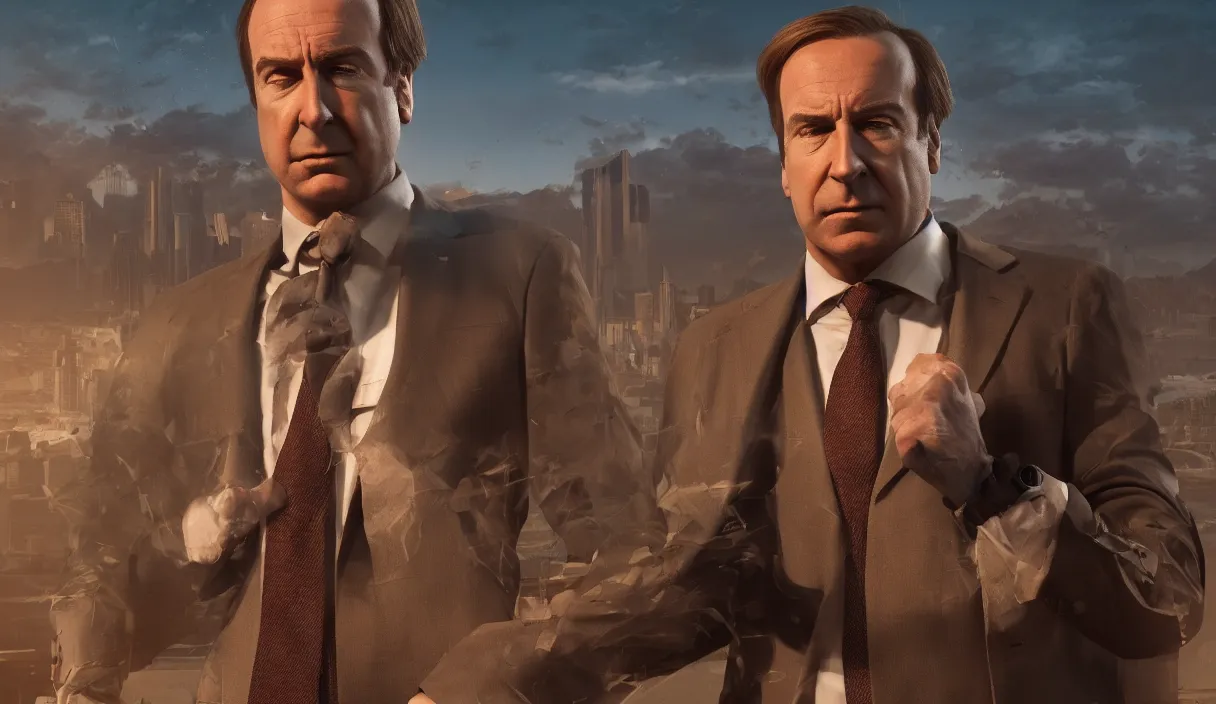 Image similar to Saul Goodman posing for a photograph, stunning photo, cinematic lighting, perfect, 8K, ultra-detailed , Trending on artstation, Octane render, Unreal Engine, highly detailed,