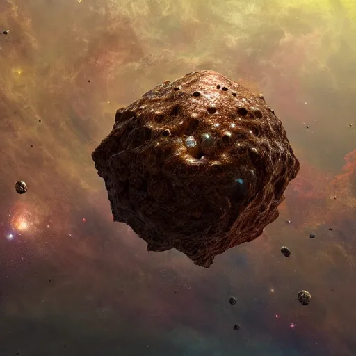 Image similar to A highly detailed Digital art of a meteorite containing an ant colony hive, by Jessica Rossier and Wayne Barlowe Ron Walotsky 8k geology space hubble star nebula