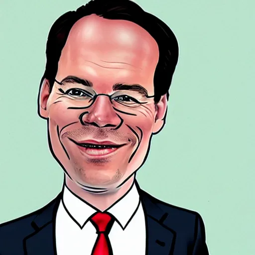 Prompt: a caricature of Mark Rutte