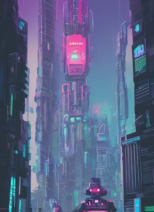 Image similar to a painting of a giant robot standing in front of a city, cyberpunk art by beeple by dan mumford, behance contest winner, nuclear art, dystopian art, apocalypse art, sci - fi