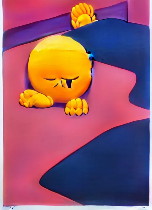 Image similar to person sleeping by shusei nagaoka, kaws, david rudnick, airbrush on canvas, pastell colours, cell shaded, 8 k