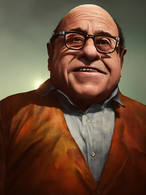 Prompt: portrait art of Danny Devito 8k ultra realistic , lens flare, atmosphere, glow, detailed,intricate, full of colour, cinematic lighting, trending on artstation, 4k, hyperrealistic, focused, extreme details,unreal engine 5, cinematic, masterpiece