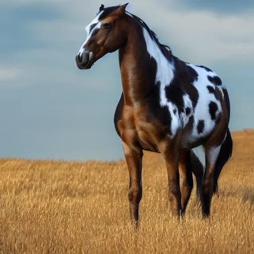 Prompt: a nature photograph of a horse penguin hybrid