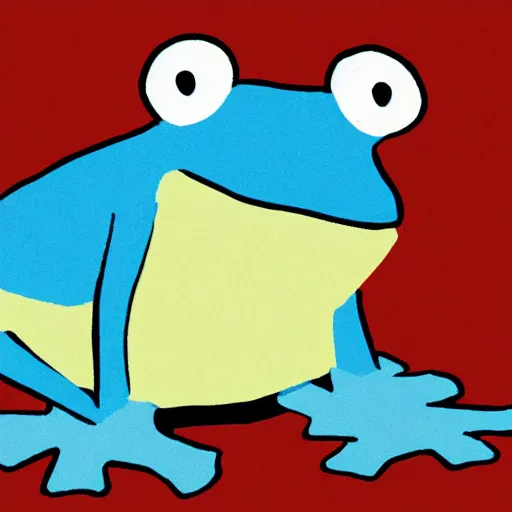 Image similar to illustration of a sad blue frog