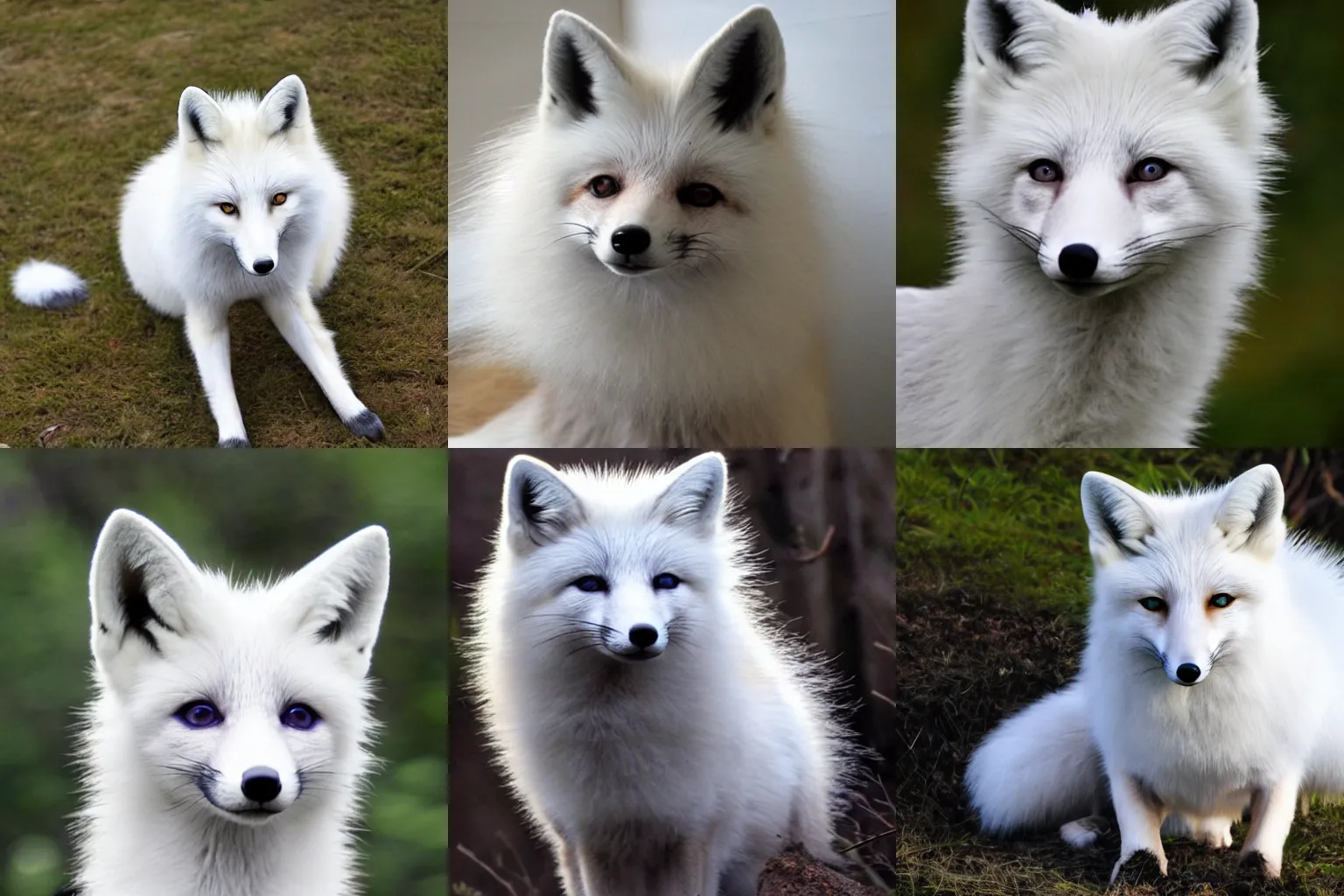 Prompt: white - haired fox, poofy