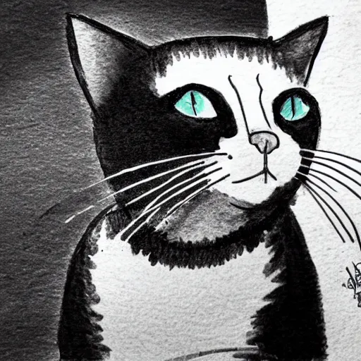 Image similar to black and white doodle of a cat