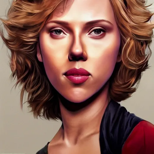 Image similar to a realistic illustration of Scarlett Johansson