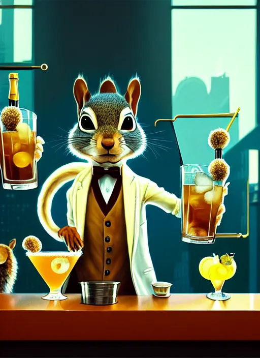 squirrel anthro as a dapper bartender with a big, | Stable Diffusion ...