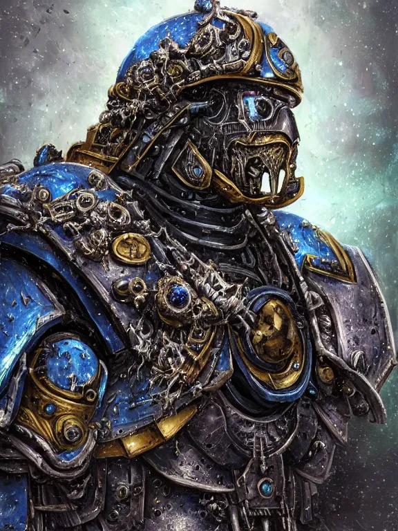 Prompt: portrait art of 8k ultra realistic undead space marine lich king, ornate intricate smashed galaxy helmet , detailed intricate ornate armour,blade runner, cybernetic, full of colour, cinematic lighting, battered, trending on artstation, 4k, hyperrealistic, focused, extreme details,unreal engine 5, cinematic, masterpiece, art by ayami kojima, giger