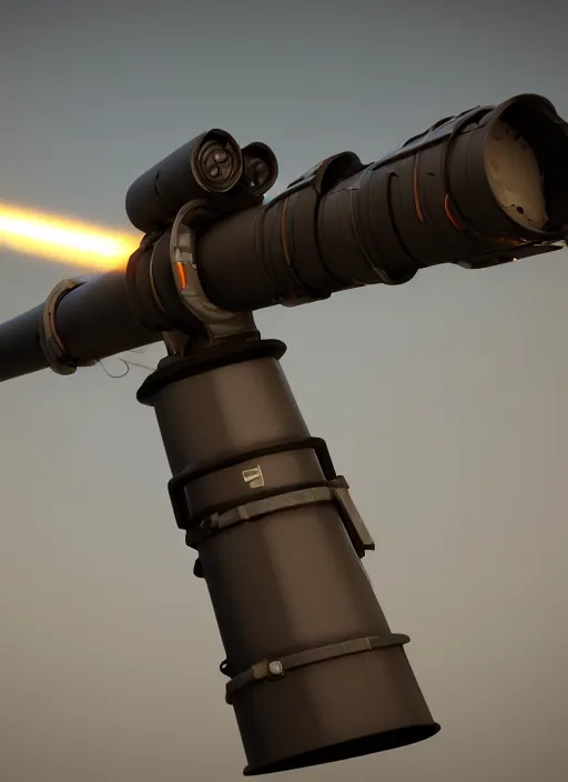 Image similar to octane render of a rocket launcher