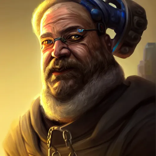 Prompt: portrait painting of a cyberpunk dwarven street doctor, sharp focus, award - winning, trending on artstation, masterpiece, highly detailed, intricate, cartoon, anime. art by merwild and ernesto irawan and rachel denton