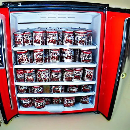 Prompt: the FBI opening a fridge full of Diet Coke by anthony macbain