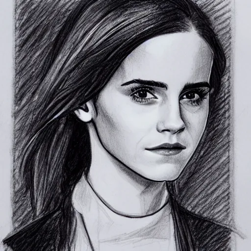 Prompt: sketch of Emma Watson, child's crayon drawing. Award-winning, on toilet paper