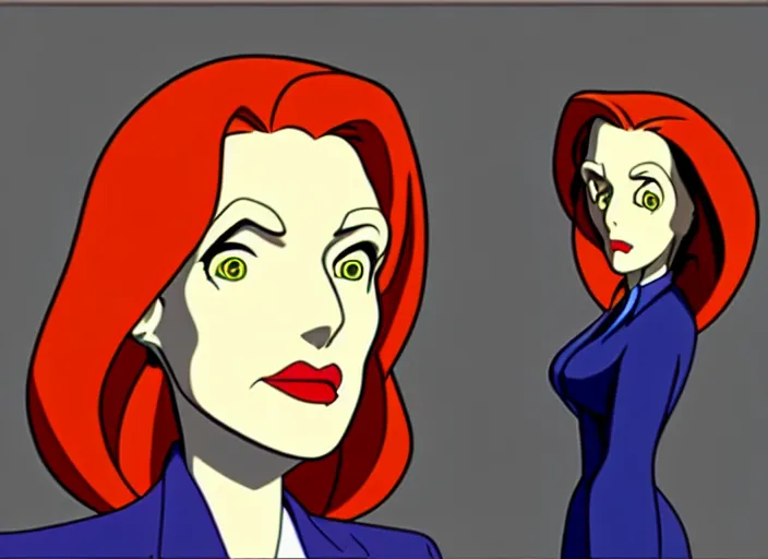 Prompt: dana scully on netflix castlevania, animation cel, anime, sharp detail, animation cel, thin linework, in the style of don bluth, bruce timm, stephen silver, studio trigger