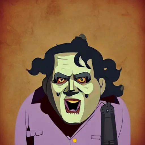 Image similar to leatherface as a disney hero, animation