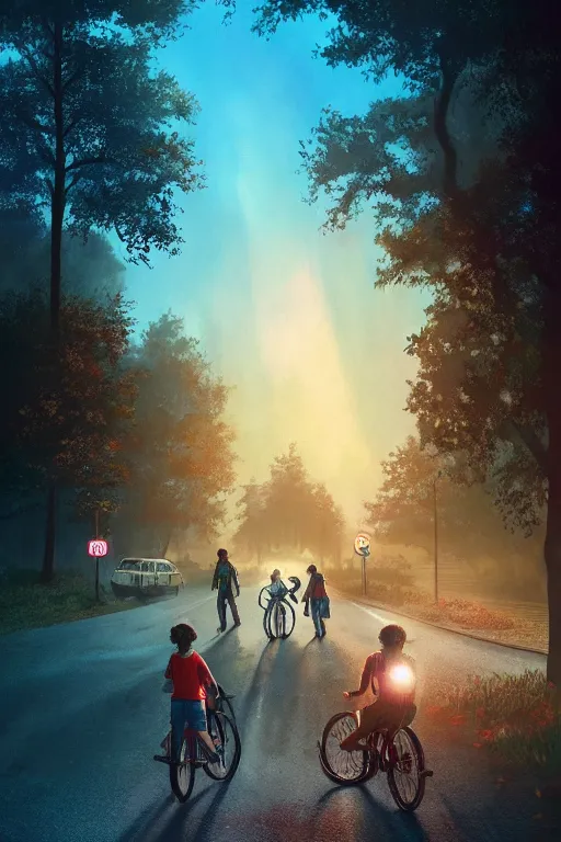 Image similar to an environmental concept art of stranger things, highly detailed, environmental light, cinematic by francis tneh