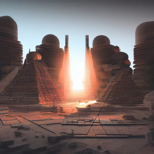 Image similar to mars architecture, temple of enlightenment, beams of light shining out from temple, parametricism, computational, moody, concept art, 8k