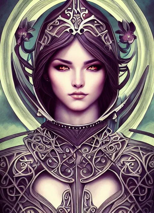 Prompt: Muscular and powerful medieval knight portrait, art nouveau, fantasy, intricate flower designs, elegant, highly detailed, sharp focus, art by Artgerm