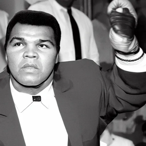 Image similar to muhammad ali as an overweight website admin