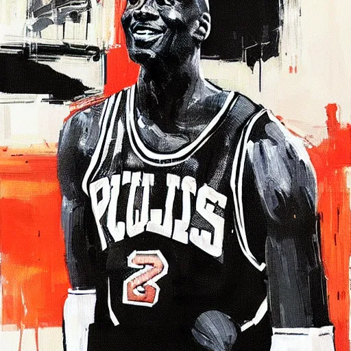 Prompt: Michael Jordan portrait by Ashley Wood