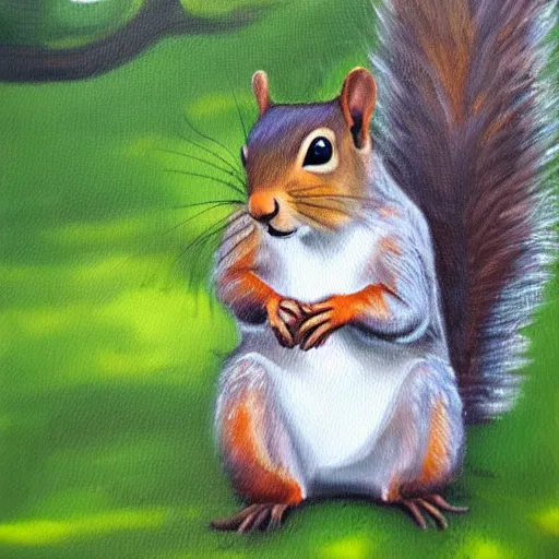 Prompt: squirrel in the park Oil Painting