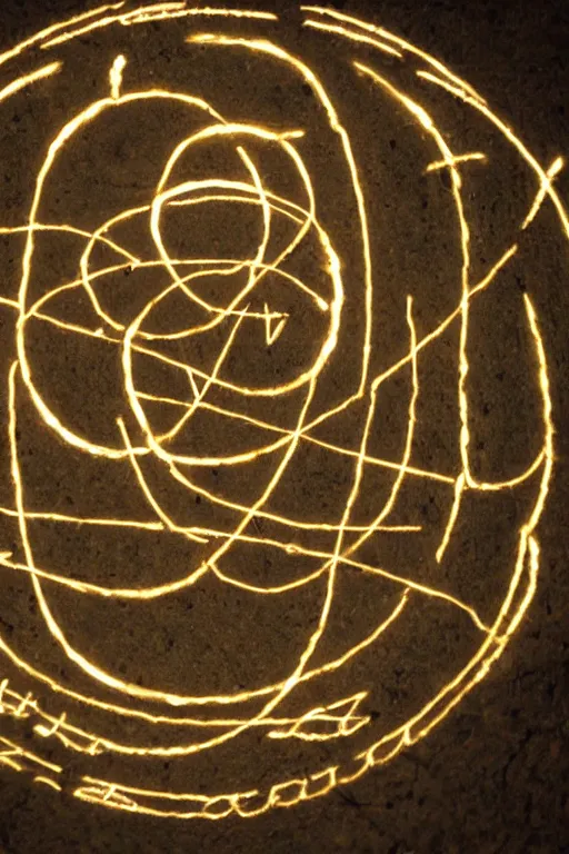 Prompt: glowing ancient circular writing