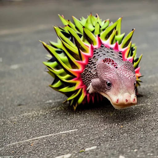 Prompt: photo of a cute dragonfruit pangolin