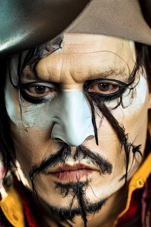 Prompt: johnny depp as the mask, 8 k, hdr, great light, by greg rutkowski and annie leibowitz