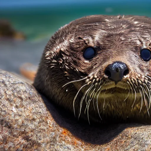 Image similar to a Sea-otter-Tardigrade-hybrid, award-winning-photograph, beautiful daylight, crystal-clear-focus, sharp-lens, amazing photography