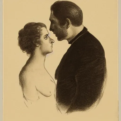 Image similar to portrait of a man in profile, (woman)