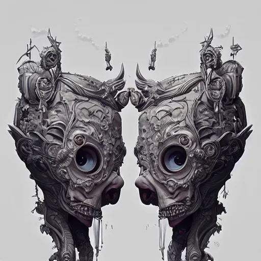 Image similar to creepy twins, cute:: by beeple and James Gilleard and Justin Gerard :: ornate, dynamic, particulate, intricate, elegant, highly detailed, centered, artstation, smooth, sharp focus, octane render, 3d