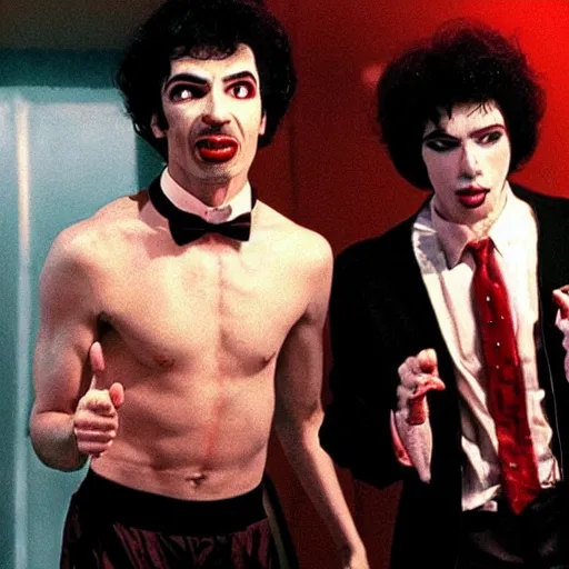 Image similar to “ a still of nathan fielder in rocky horror picture show ”