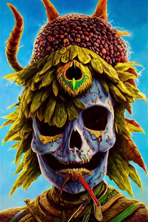 Image similar to Skull Kid from Zelda oil on canvas, intricate, portrait, 8k highly professionally detailed, HDR, CGsociety