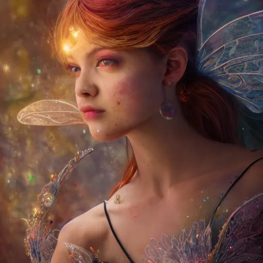 Image similar to full body pose, hyperrealistic mixed media painting of beautiful fairy, dim volumetric lighting, 8 k, octane beautifully detailed render, extremely hyper detailed, intricate, epic composition, cinematic lighting, masterpiece, trending on artstation, very very detailed, masterpiece, stunning, hdr, smooth, sharp focus, high resolution, award, winning photo, dslr, 5 0 mm