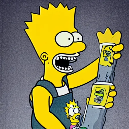 Prompt: bart simpson has summoned a demonic horror from the necronomicon detailed