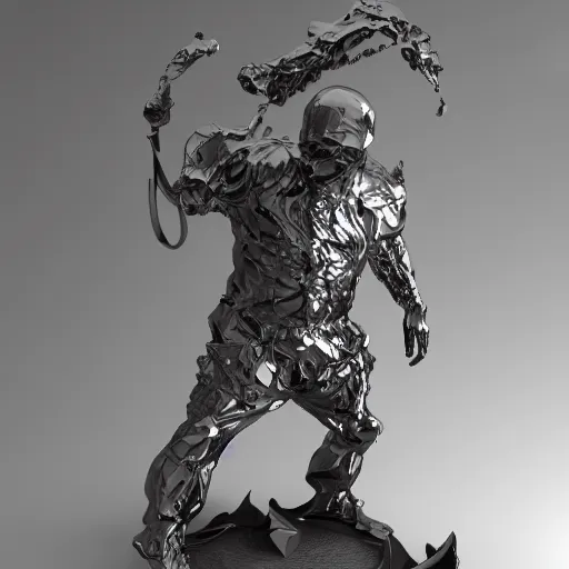 Image similar to 3 d render melted knight, sculpture, chrometype, liquid metal, neotribal, raytraced, volumetric lightning, 8 k by wlop, innate studio h - 1 0 0 0 w - 1 0 0 0