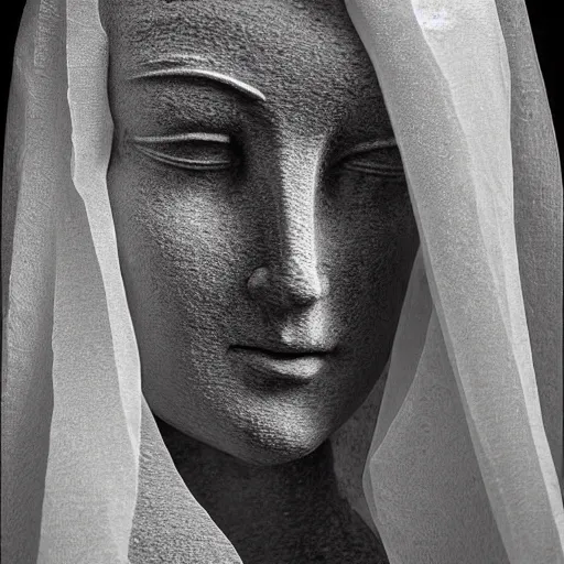 Image similar to The Veiled Woman, Statue by Giovanni Strazza, photograph, amazing detail, #wow