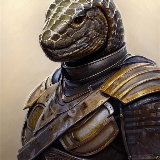 Prompt: snake animal as a realistic fantasy knight, closeup portrait art by donato giancola and greg rutkowski, realistic face, digital art, trending on artstation, symmetry!!