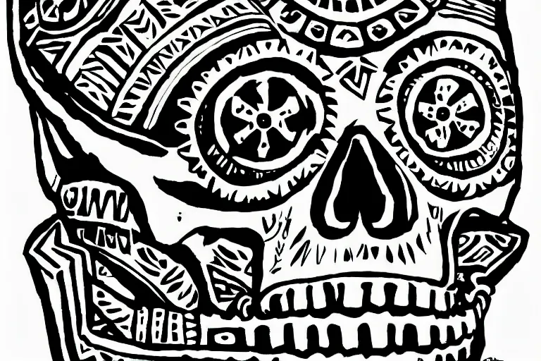 aztec skull drawings art