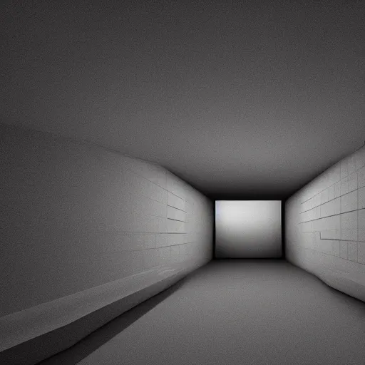 Prompt: inside of dark without light endless cube with black walls. Realistic Concept Art photography