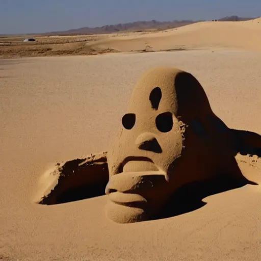 Image similar to a monster made out of sand in the desert with a tornado